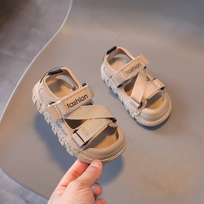 

Summer Kids Fashion Sandals Breathable Canvas Outdoor Sandals Boy's Nylon Strap Decos Casual Beach Shoes Non Slip Sports Shoes