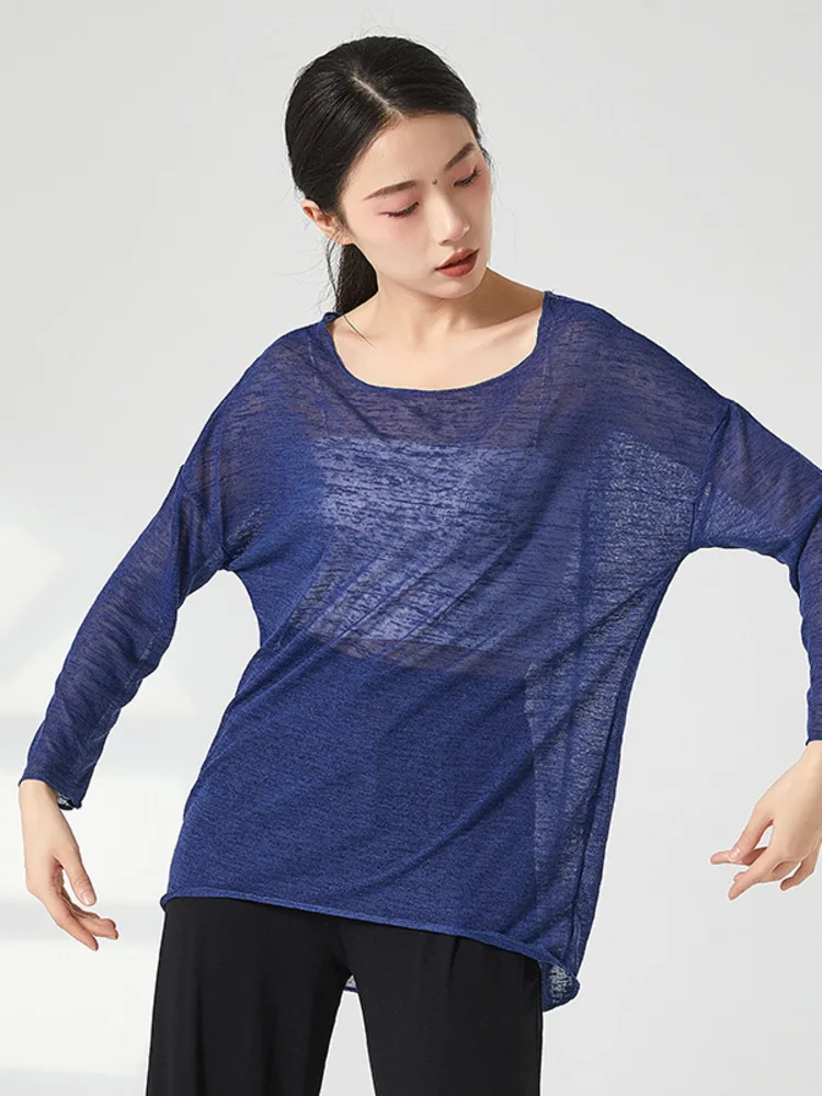 T-shirt a maniche lunghe per costume da ballo moderno allentato, compleanno, per le donne, festa, abiti latini, tinta unita, strada, jazz, notte