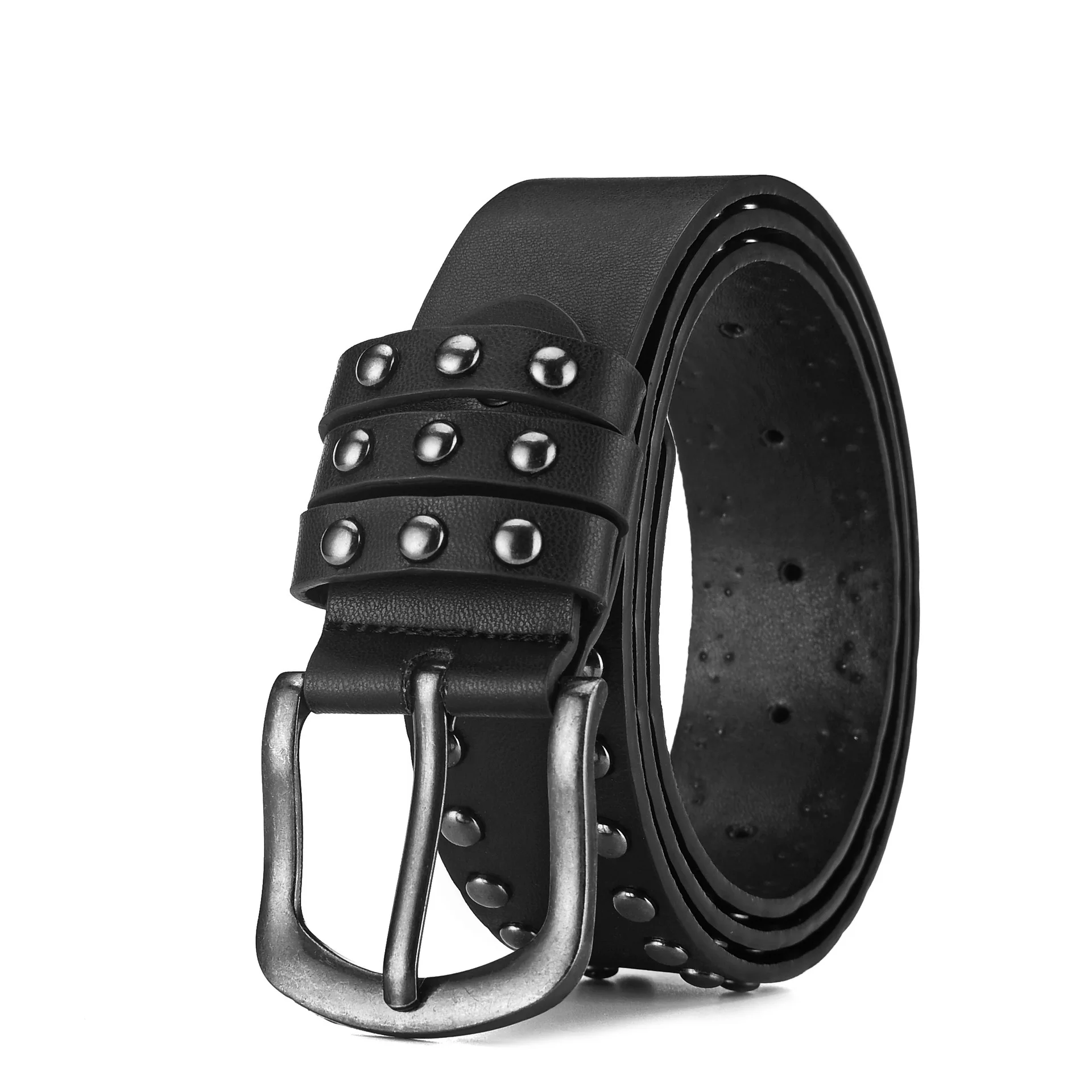 

Stylish Studded Belt for Men and Women Punk Faux Leather Belt with Metal Button-down Decorative Men's Belt for Jeans Slacks