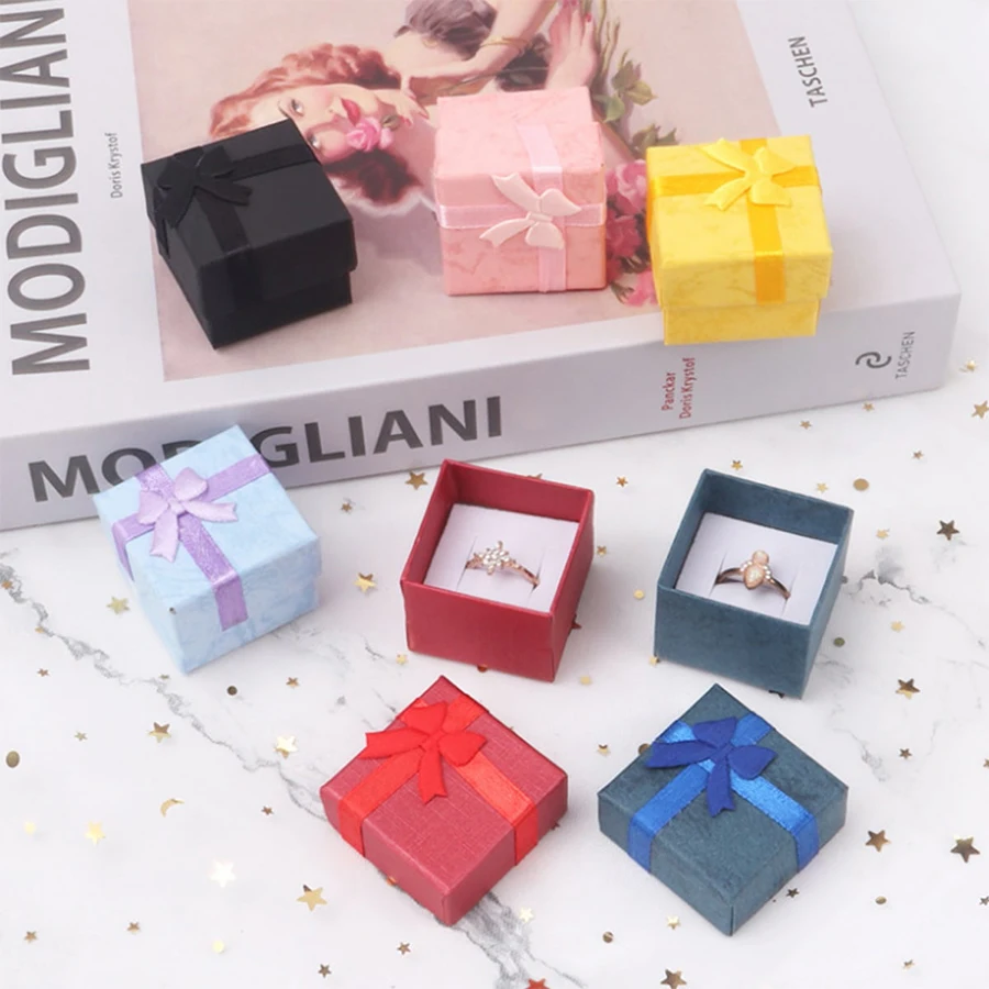 Paper Bow Ring Pendant Necklace Storage Box Jewelry Jewelry Display Packaging Box Heaven and Earth Cover Gift Box