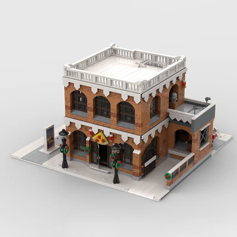 

3506-piece MOC Christmas Series Winter Village Pizzeria & Art Gallery Model DIY Building Block Toy for Children's Birthday Gift