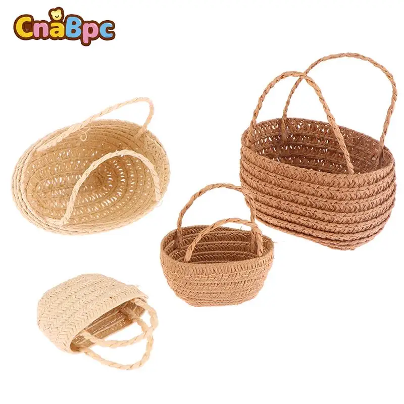 New Arrival Dollhouse Miniature Dolls Fashion Shopping Straw Bag Shoulder Bags Messenger Bag Shopping Bag For Dolls House Decor