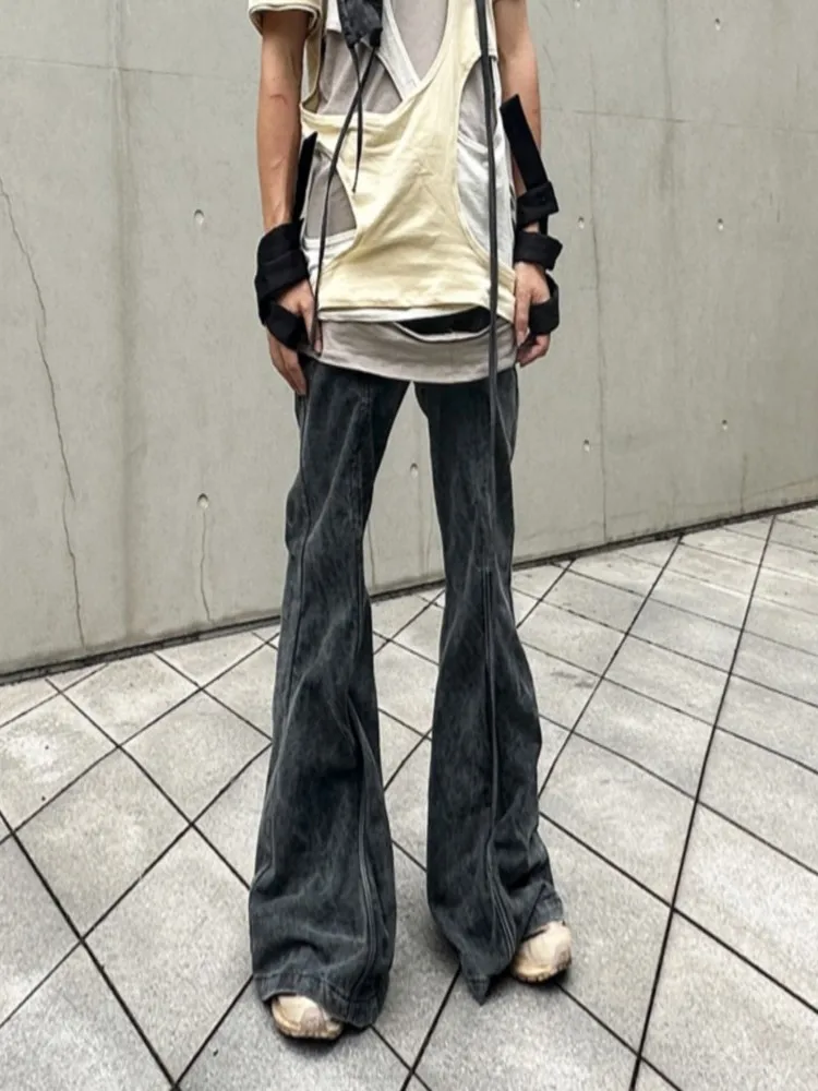 Avant-Garde Style Wear Wasteland Aluminum Wire Irregular Profile Distressed Wide-Leg Casual Pants Men