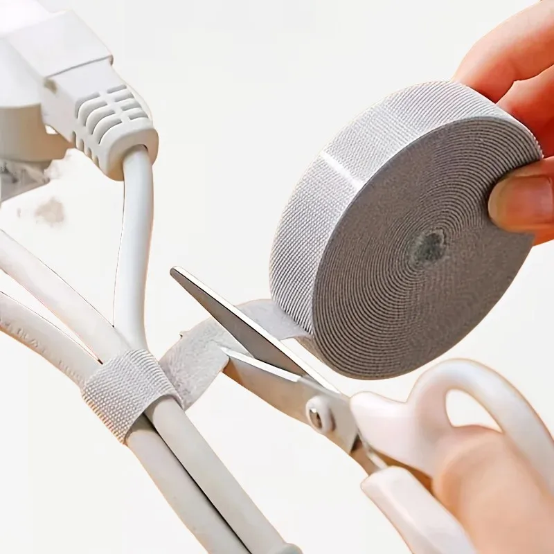 

1 Roll Reusable Fastening Tape Cable Ties, Multi-Purpose Cord Organizer, Computer And TV Wire Storage, Data Cable Management Tie