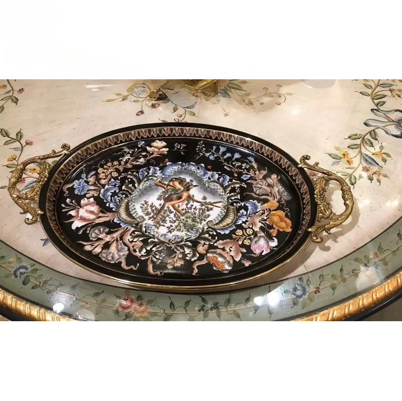 French antique handmade porcelain desktop tray home decoration, storage fruit tray home decoration accessories