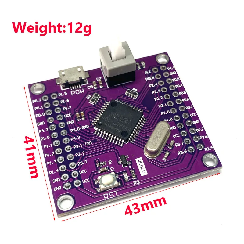 MCU-52 STC89C52RC Microcontroller Development Board Small System Purple Edition