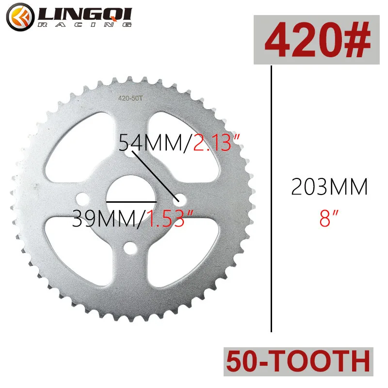 LINGQI RACING 37T 50T 60T 420 Chain Gear Wheel Plate Chains Sprocket For 50cc-125cc ATV Quad Pit Dirt Bike Motor Moped Parts