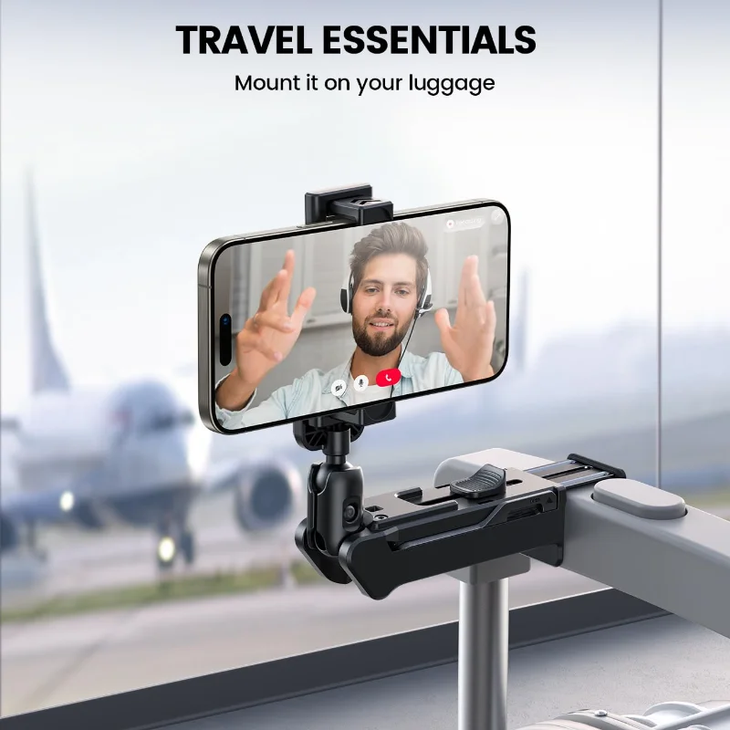 Supporto per telefono da viaggio portatile Staffa per supporto per telefono aereo a mani libere Treppiede da tavolo Supporto per selfie stick con rotazione pieghevole