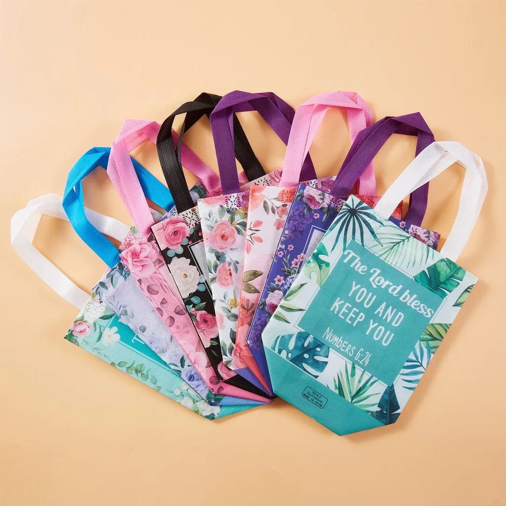 Christmas Gift Bag Laminated Bible Verse Tote Bag Gift Handbag Portable Reusable Gift Bag For Cosmetics Storage Daily Outings