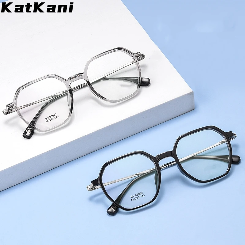 KatKani Fashionable Ultra Light Eyeglasses Polygon Retro Metal Optical Prescription Small Face Glasses Frame For Women  BV83007B