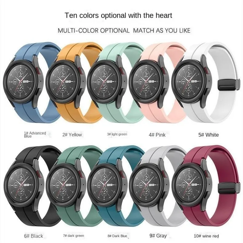 

Original Silicone Band for Samsung Watch 7 6 5 4 Classic Strap 47mm 43mm 44mm 40mm Magnetic Buckle For Galaxy Watch 5 Pro 45mm