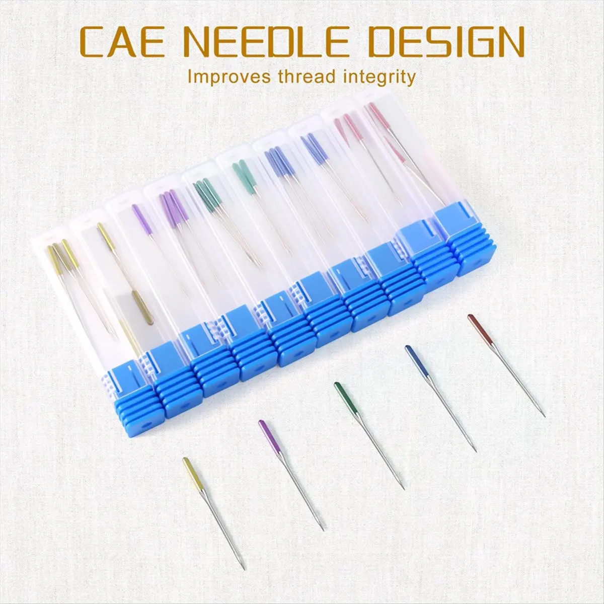ABZT 30 PCS Universal Sewing Machine Needles, Sizes 9, 11, 14, 16, 18, Bright Color, Regular Point Sewing-Needles