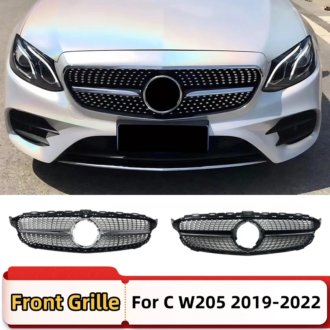 Accessori centrali di ingresso per Mercedes Benz classe C W205 C205 2019-22 C180 C200 C260 Stelle Stile Griglia anteriore Griglia paraurti Griglia