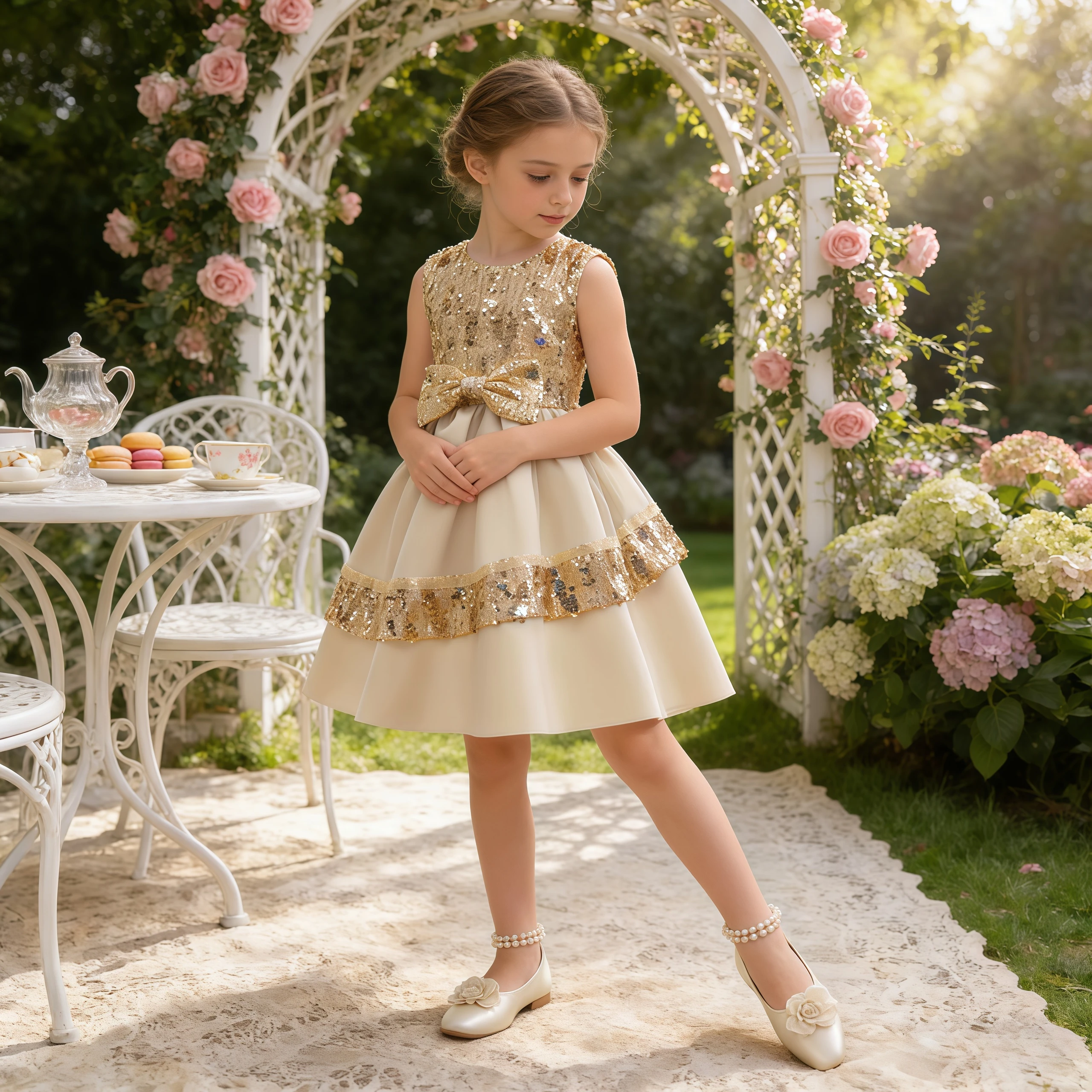 

Роскошное детское платье принцессы с пайетками и бантом для выступлений, на день рождения, вечернее, торжественное, свадебное бальное платье