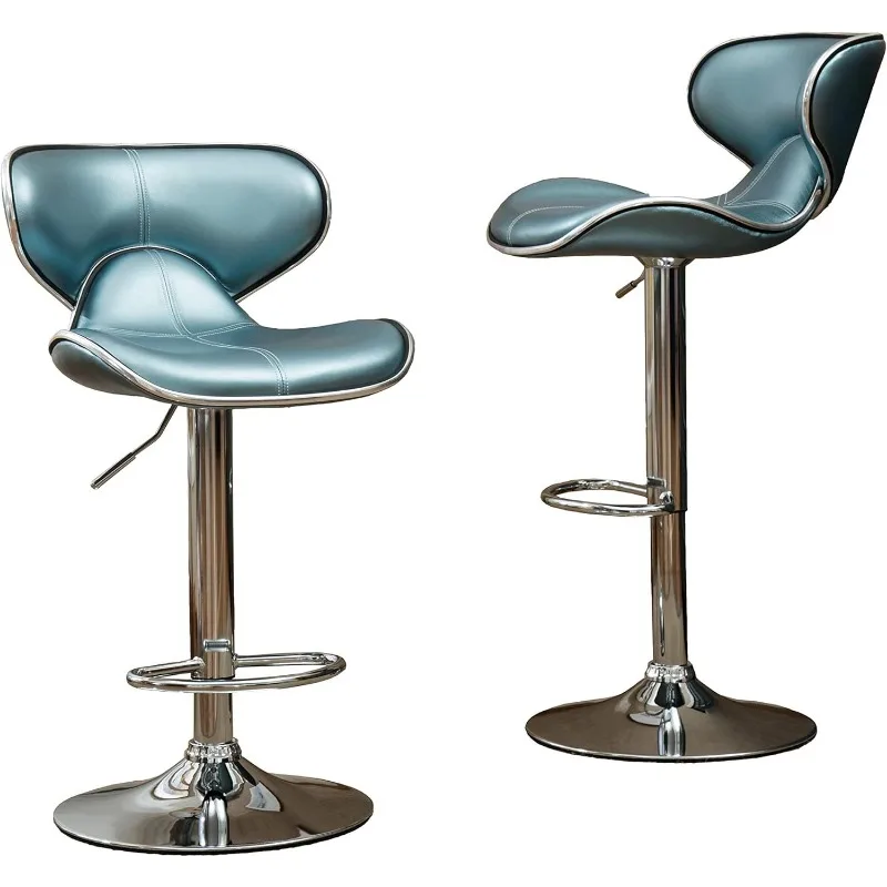 Almofada Leatherette Barstool, Upholstery Airlift, giratória ajustável, Chrome Base, Branco, Conjunto de 2