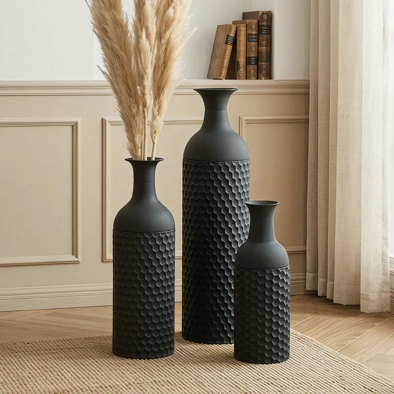 

Iron Floor - Standing Large Vase Set of 3 Sizes, Modern Minimalist Home Decor Vase for Living Room/Hotel/Balcony Ornament