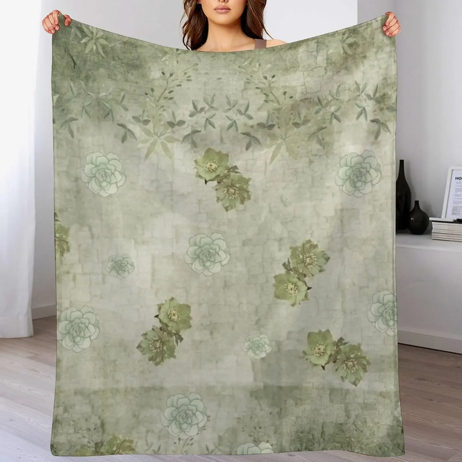 

Sage Green Wallflowers Throw Blanket Beautifuls sofa bed Soft halloween Blankets