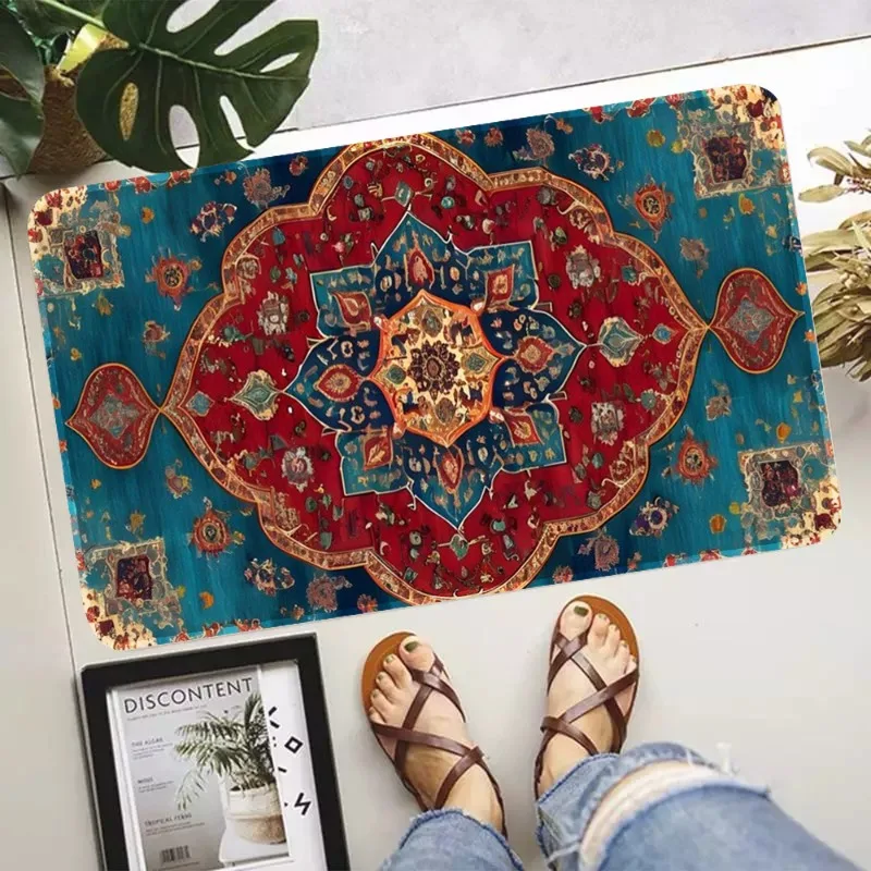 Classic Retro Bohemian Printing Non-Slip Waterproof Doormat Easy To Clean Entrance Floor Mat Home Decoration Durable Fashionable view 2