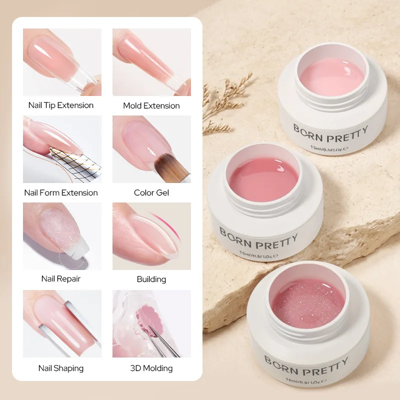 BORN PRETTY 8-in-1 Nail Art Carton Milk Extension Gel, Quick Extension Multifunctional Phototherapy Gel