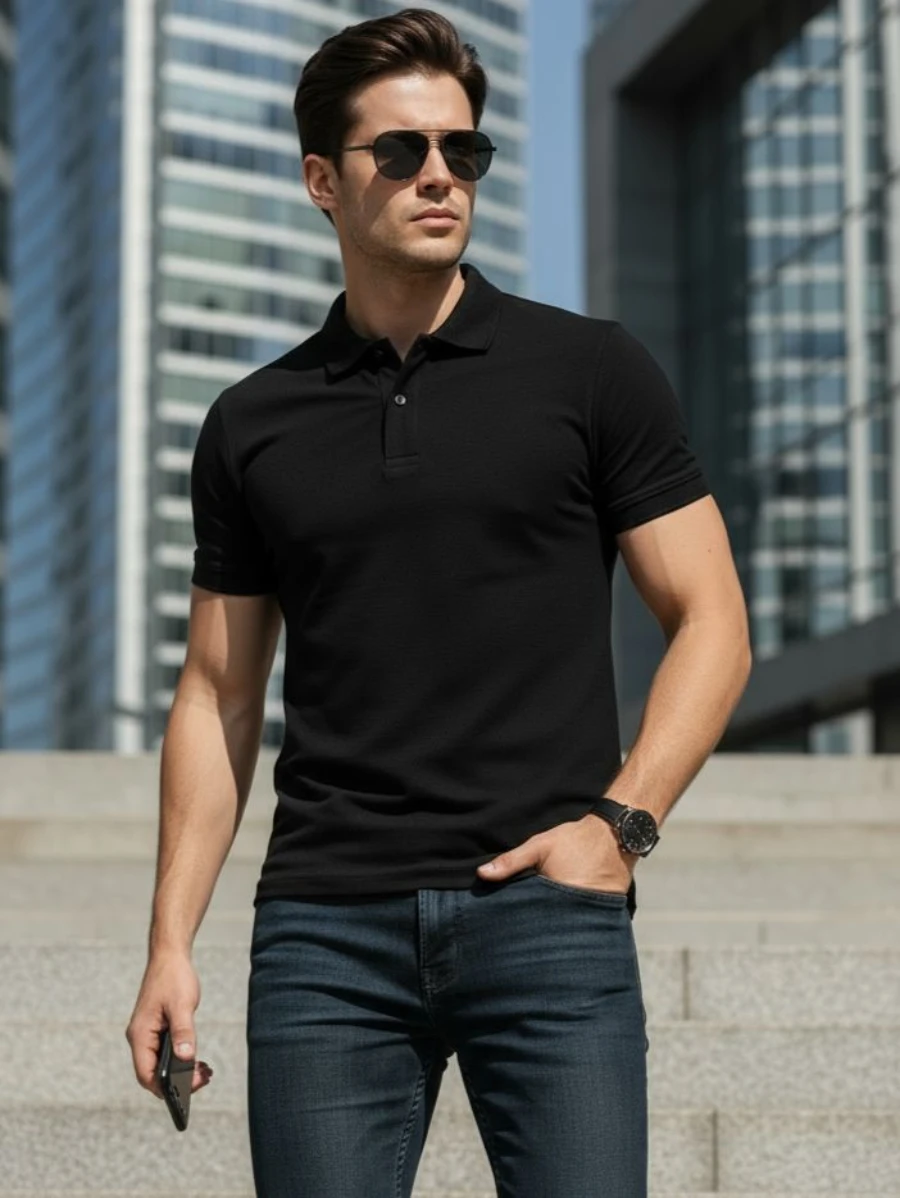 Casual Daily Street Polo Harajuku Y2k Men's Casual Breathable Business POLO Shirt Boyfriend Style Summer Hip Hop Men Clothing