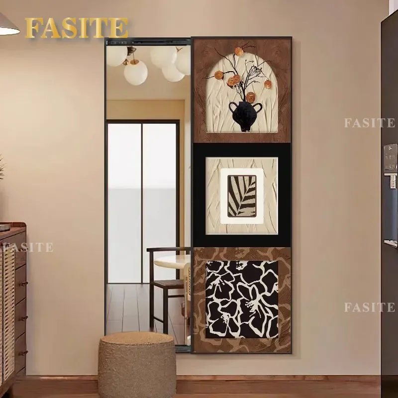 For Wall Mounted Medieval Style Hidden Full Length Mirror Push Pull Invisible Mural Hanging Painting Space Saving Decor