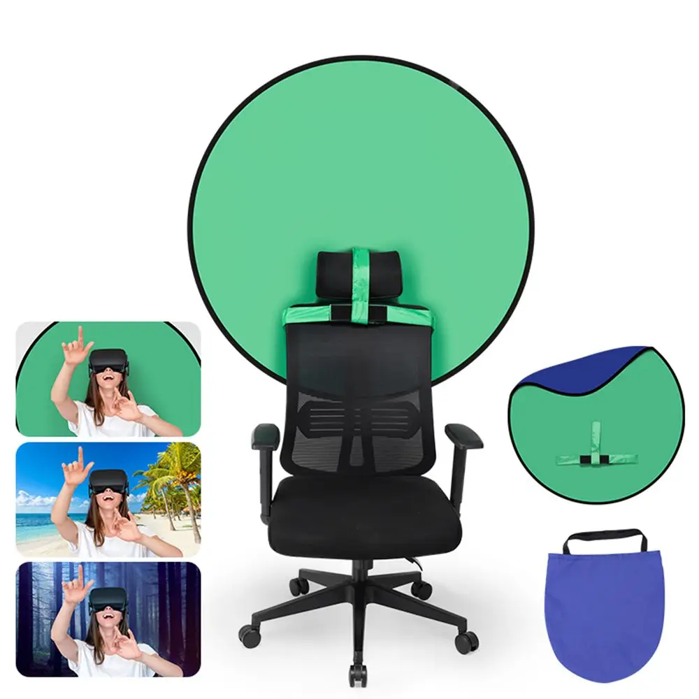 Live Streaming Chair Foldable Photography Studio Backdrop Double Sided Background Cloth Green Blue Screen