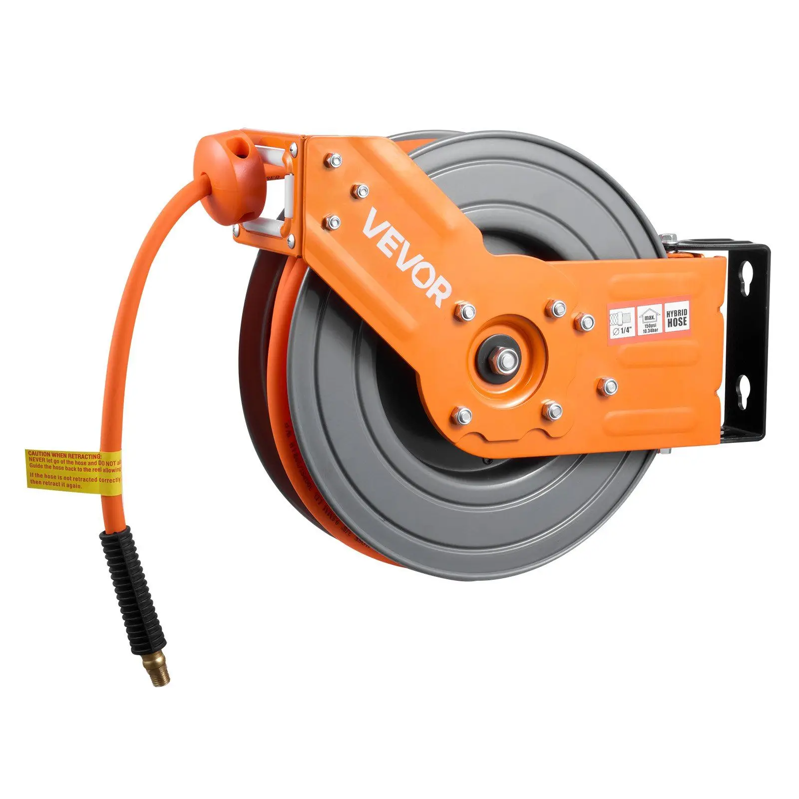 

Retractable Air Hose Reel, 3/8 Inch x 50 FT Hybrid Air Hose Max 300PSI, Auto Rewind Air-Compressor Hoses Reel with 5 ft Lead in
