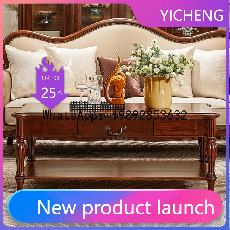 

QQ American all solid wood North American cherry wood coffee table storage drawer high-end simple