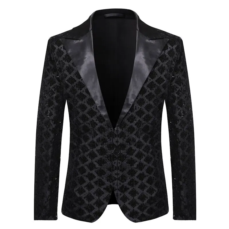 Men\'s Suit Jacket Autumn and Winter New High-quality Men\'s Polka Collar Suit Stage Banquet Hosting Party Diamond Sequin Dress