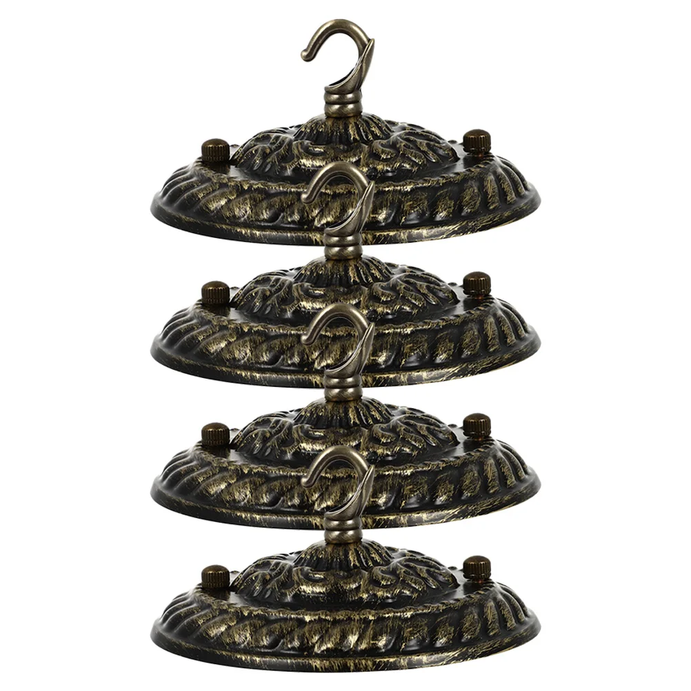 

4 Pcs Vintage Ceiling Light Plate Canopy Zinc Alloy Decorative Ch Parts Hook Retro Pendant Lighting Cover Suitable Home