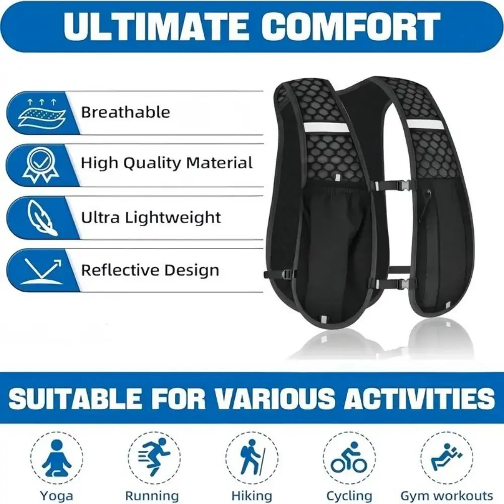 

Waterproof Reflective Running Vest Pack Breathable Adjustable Running Hydration Vest Bag Convenient Multifunctional