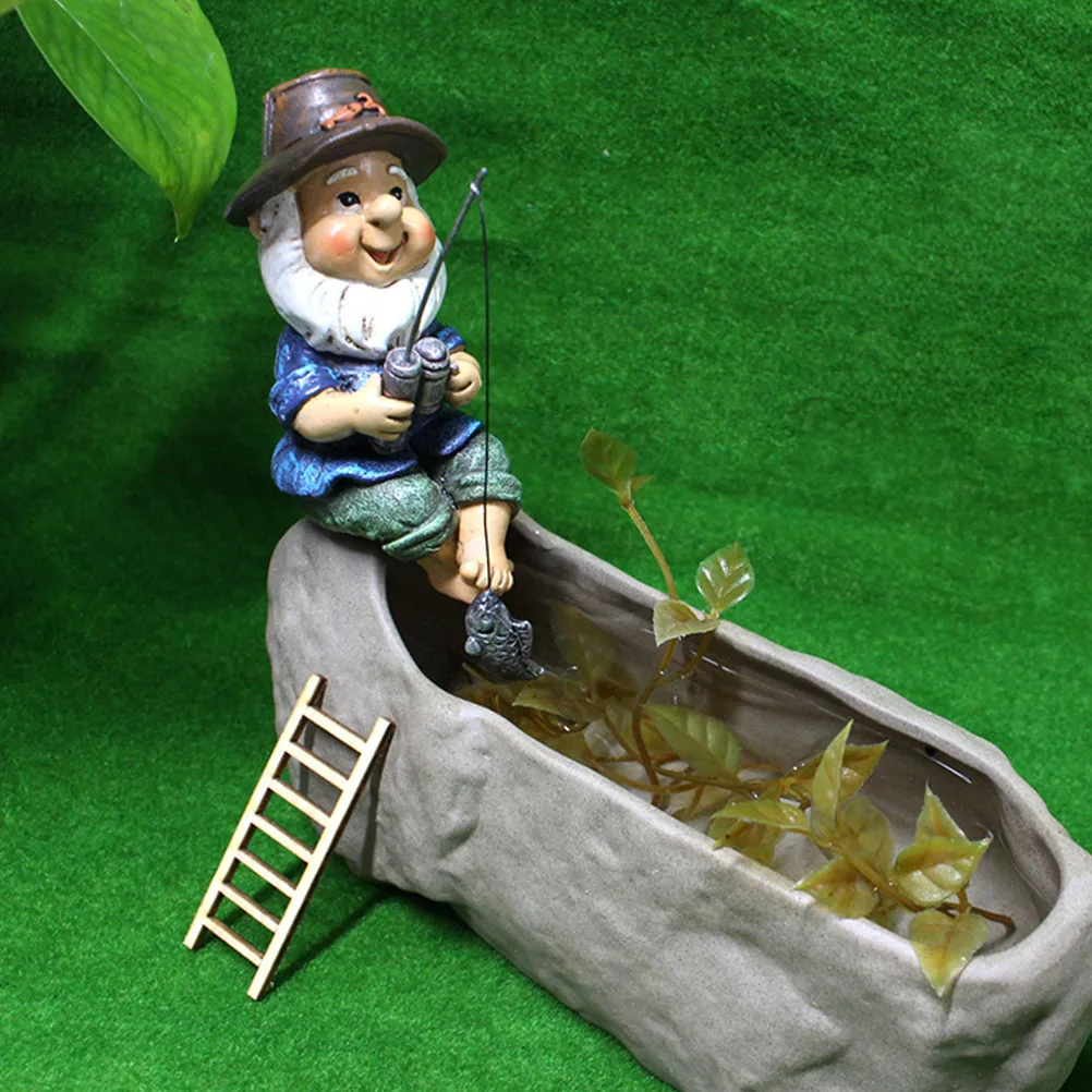 1 قطعة رائعة الراتنج الصيد قزم زخرفة الطبيعية الجميلة تصميم حديقة لوازم الديكور الإبداعية هدية الأصدقاء العائلات #6