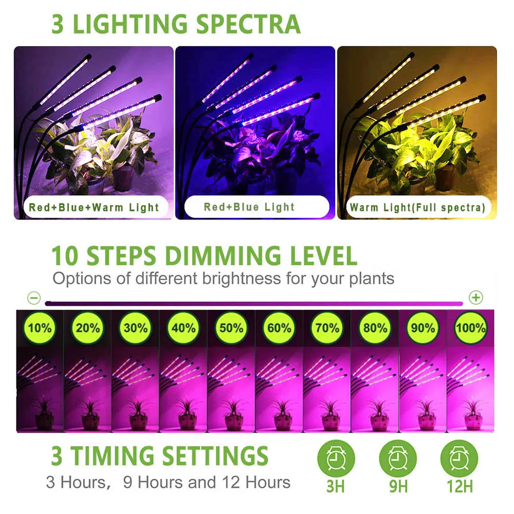 5 głowice sadzonka oświetlenie do uprawy Full Spectrum Phytolamp USB Power 150 LED Lights lampa fito dla domu rośliny doniczkowe kwiaty rosną namiot