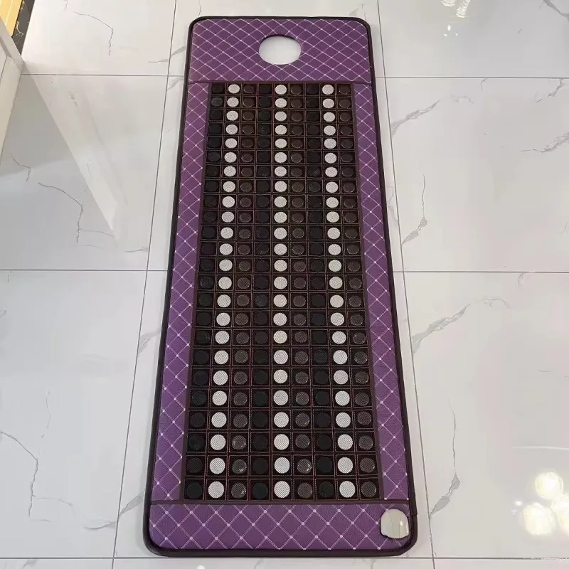 Heated Jade Mat with Tourmaline Germanium Stones Detox Far-Infrared Therapy Bed Pad for Pain Relief Bed Mat Pad