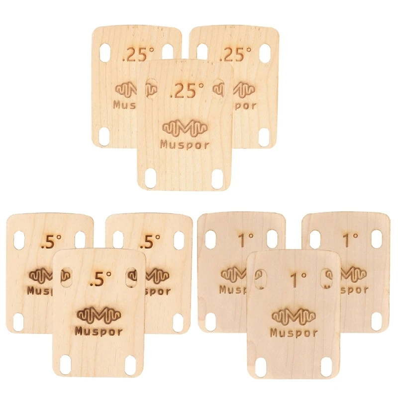 

3pcs Guitar Neck Shims Made of Solid Maple Wooden For Bolt-on Neck Bolts, Shaped 0.25,0.5, 1 Degree Replacement