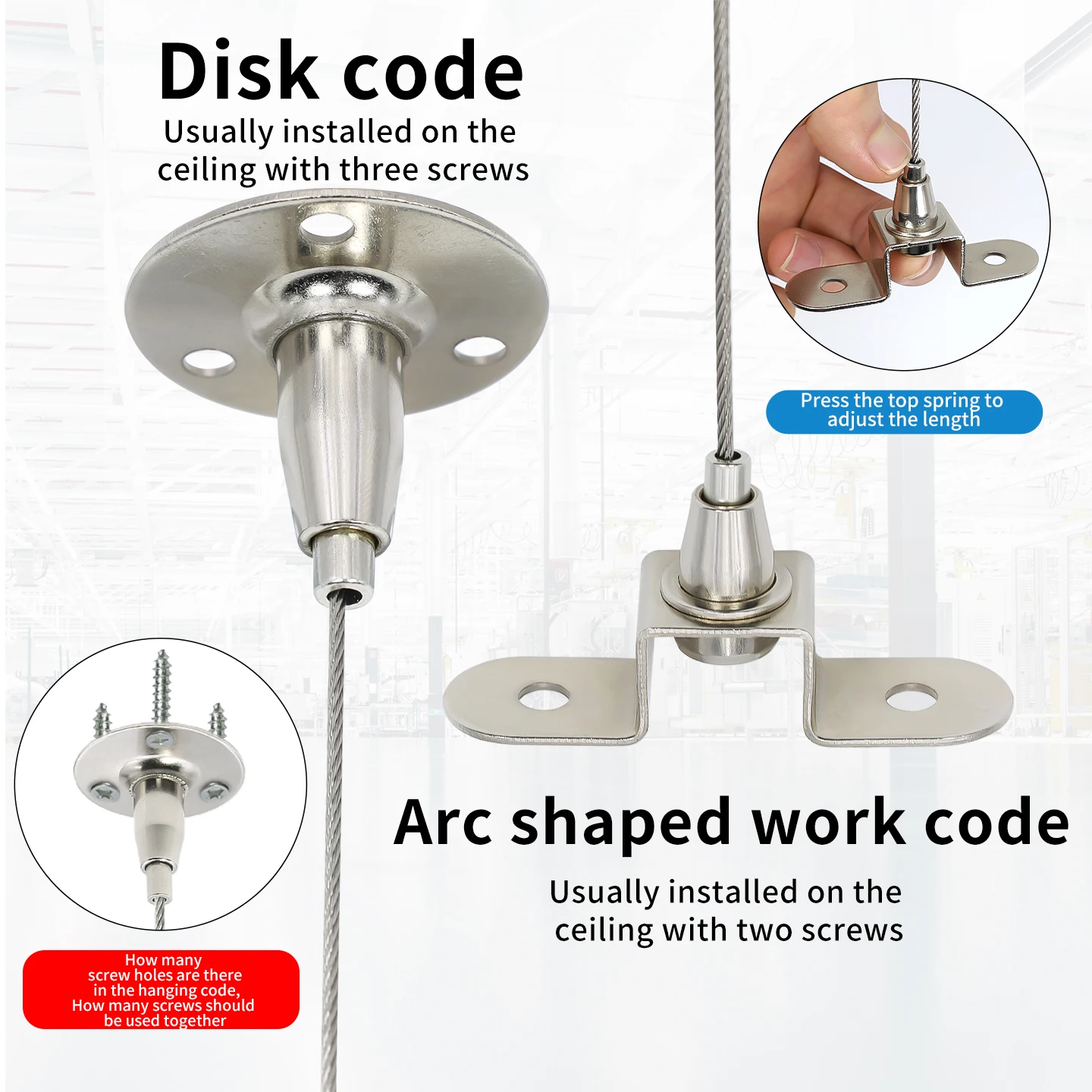 Picture 5: 1.5mm stainless steel suspension cable, adjustable cable, ceiling suspension with metal hook, load-bearing capacity up to 30kg