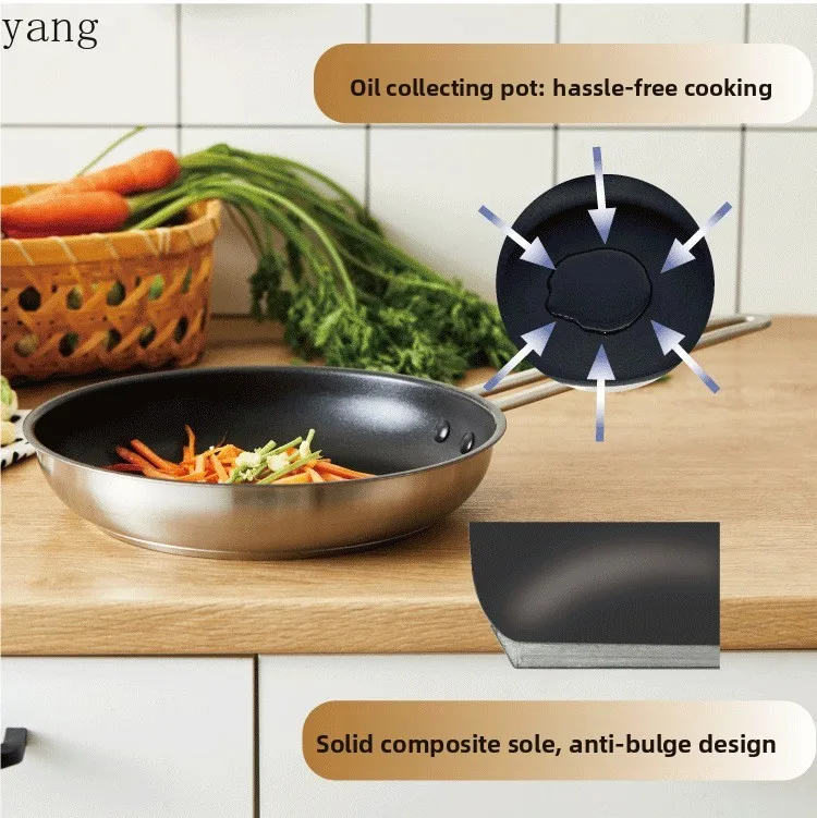 LMM household stainless steel deep frying pan steak pancakes pancakes induction cooker gas stove