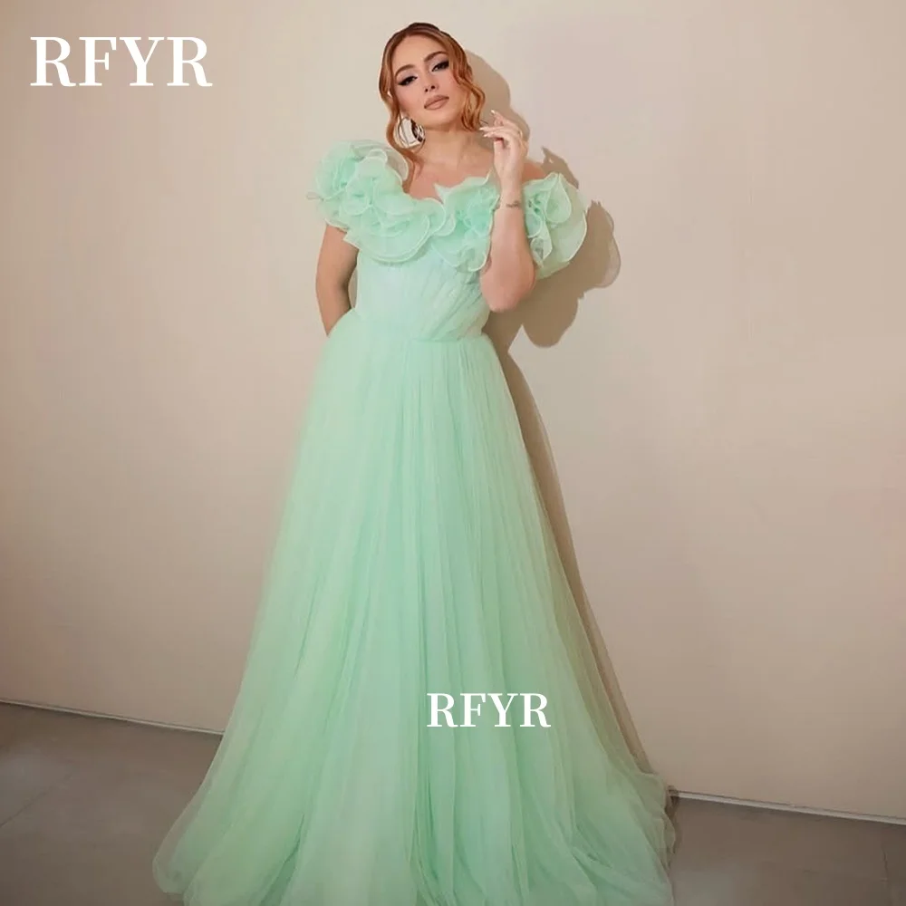 

RFYR Off Shoulder Prom Gowns Ruffles Party Gown for Women Formal Occasion Dress Princess Ball Gowns Elegant Gala Gown Customized