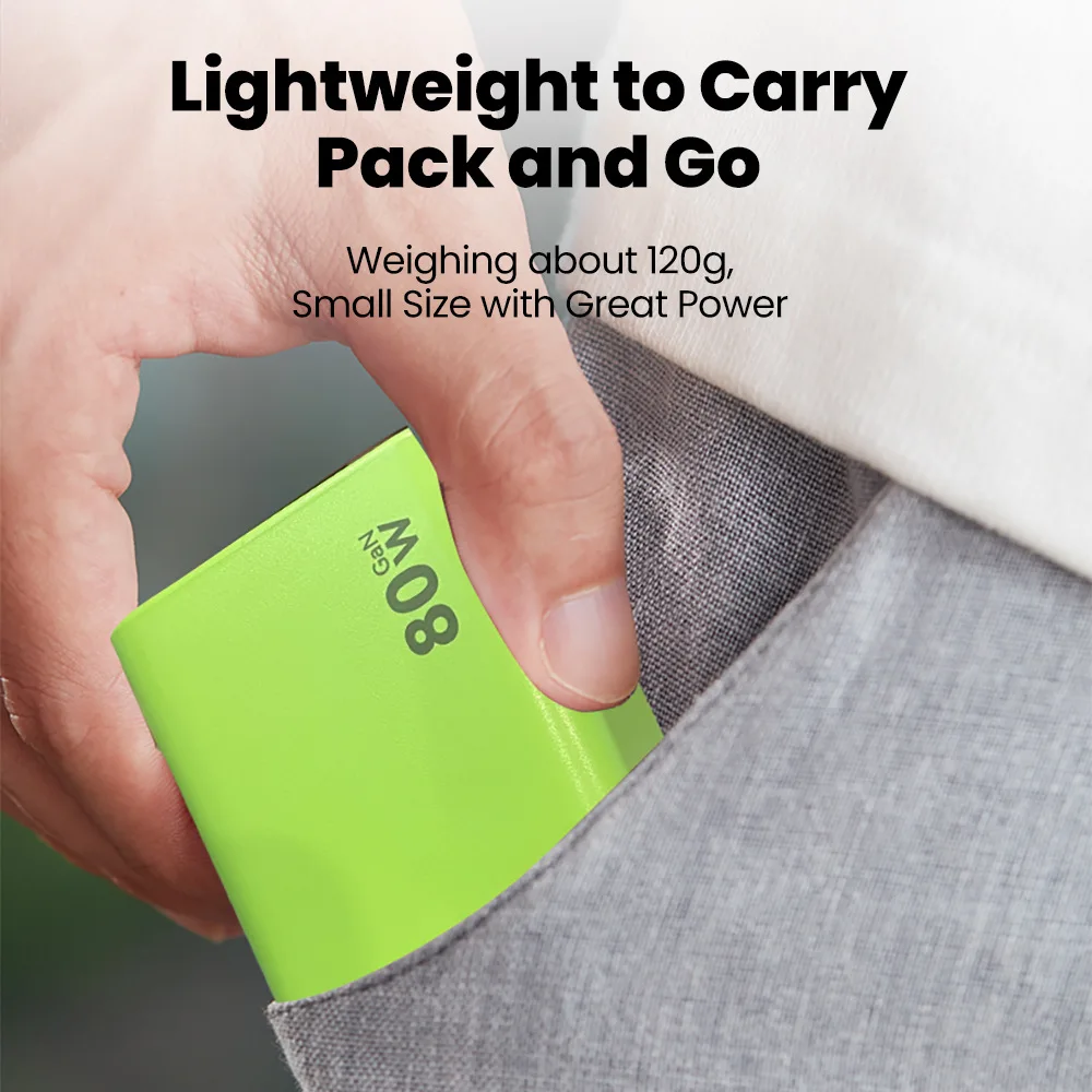 GAN Charger PD 80W Fast Charging Head With Retractable Type-C Cable Portable EU/US/UK Plug For Huawei Phone Samsung Xiaomi - náhled 4