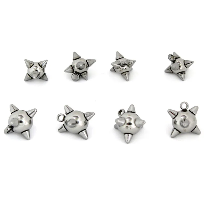 10Pcs/Lot Stainless Steel Solid Spikes Ball Charms,Meteor Hammer Pendants DIY Necklace Earrings Jewelry Making Accessories Craft view 5
