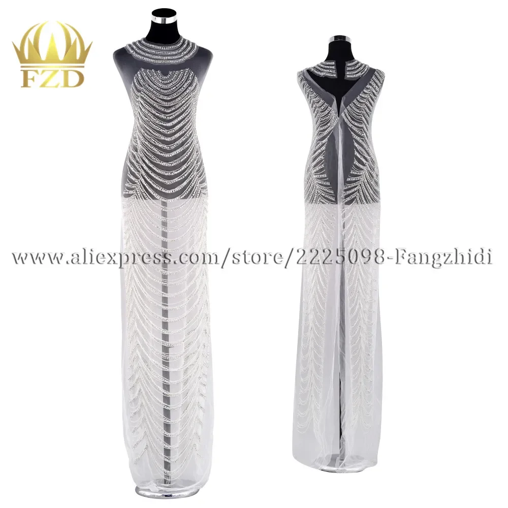 Fashion Evening Dress Large Size Hand-made Front and Back Rhinestone Patches for Wedding Dress DRA-081