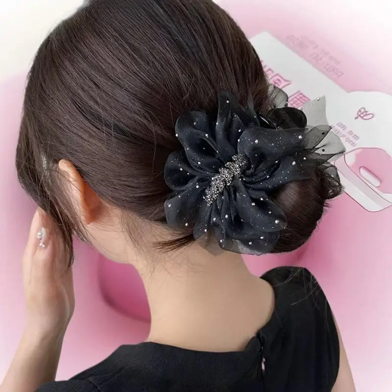 1 قطعة الراقية القمح سبايك Bowknot دبوس الشعر للنساء الجزء الخلفي من رئيس كعكة الذيل كليب جميع الأغراض القرش المشبك