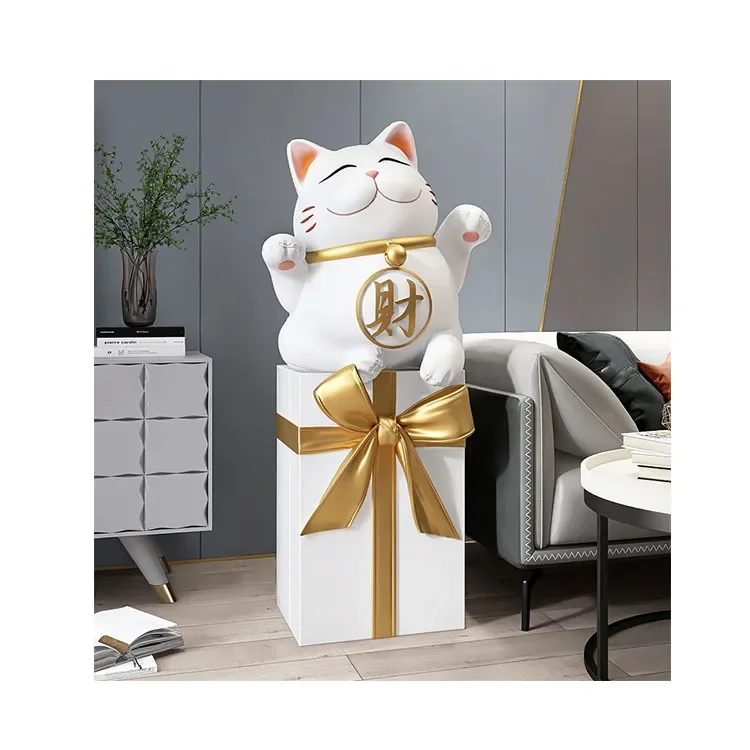 Ornament Creative Wholesale Home Decor Waving Cat Gold Crafts Lucky Cat Living Room Diy Home Decor