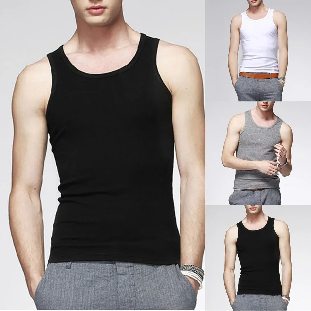 Chalecos de verano para hombre, camiseta sin mangas elástica, Top deportivo para nadar, lencería de entrenamiento muscular para gimnasio, camiseta lisa sin mangas a la moda