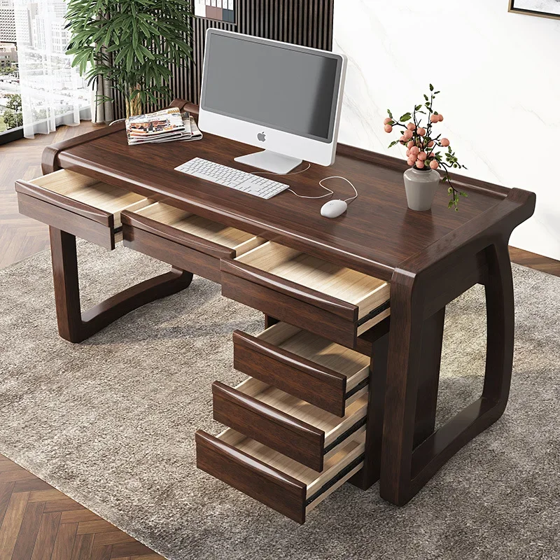 All solid wood desk household desktop computer desk log study modern simple calligraphy