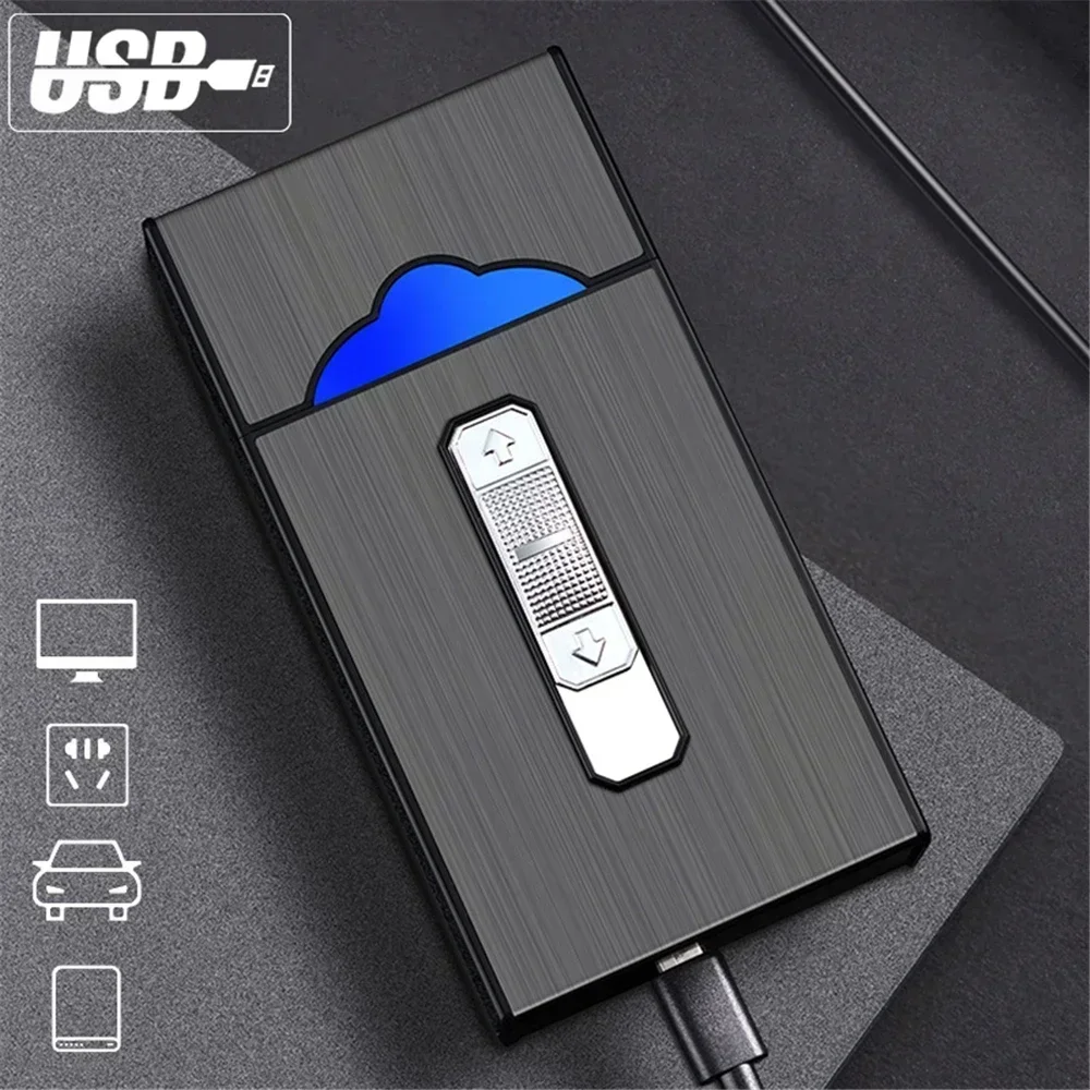 2025 Unusual with USB Dual Arc Charging Lighter Smoking Accessory 2 In 1 Waterproof Rechargeable Cigarette Case Holder