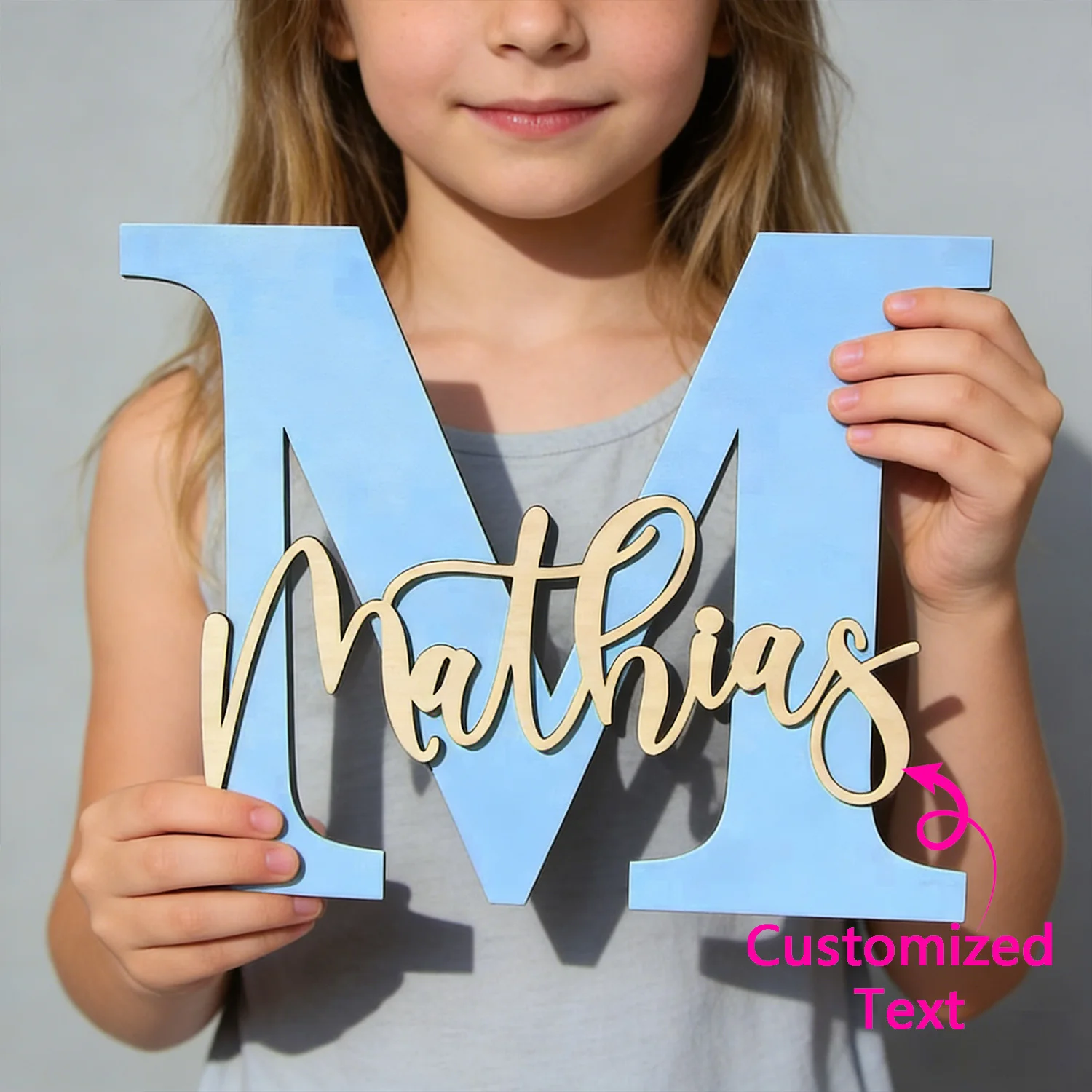 1pc Blue Double-layer Surname Brand, Suitable for Children's Rooms, Living Rooms, Entrance Decoration, and Customized Souvenirs