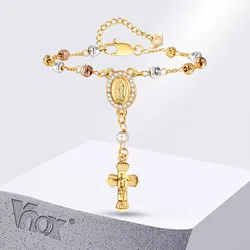 Vnox Catholic Cross Rosary Bracelets For Women,virgin Mary Charm Finger Baptism Rosaries Bracelet For Baptism Favors Christening