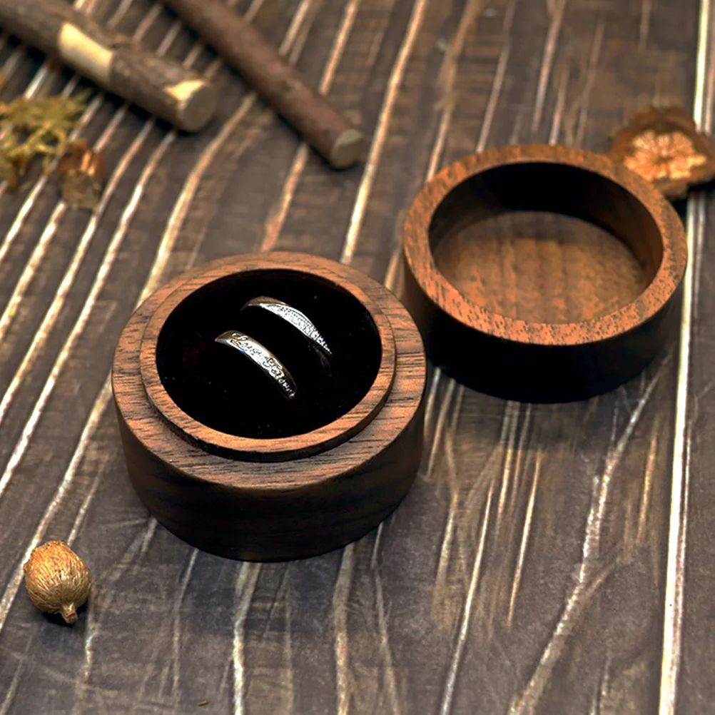 

Walnut Wood Ring Box Double Slots For Engagement Wedding Ceremony Jewelry Gift Boxes Proposal Ring Holder Case