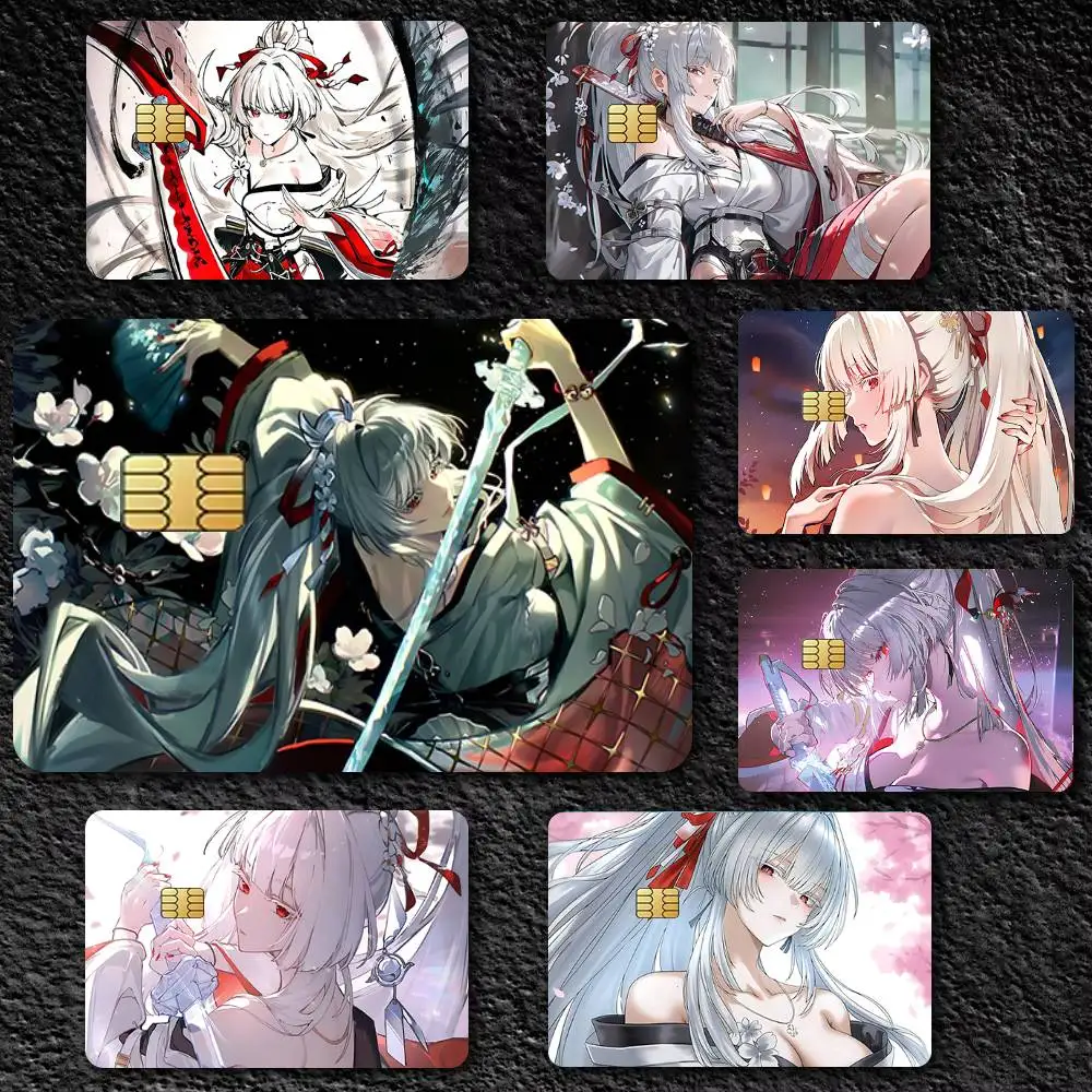 Game Wuthering Waves Hiyuki 4pcs 1Set Funny Shell On Off Ultra Thin No Fade Sticker Skin Cover Film For Debit Credit Card